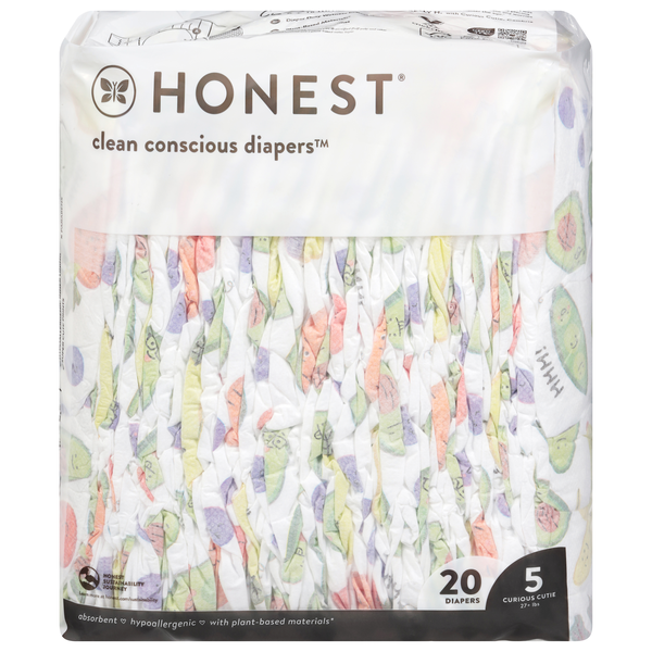 Honest Curious Cutie Size 5 Baby Diapers 27+ lb