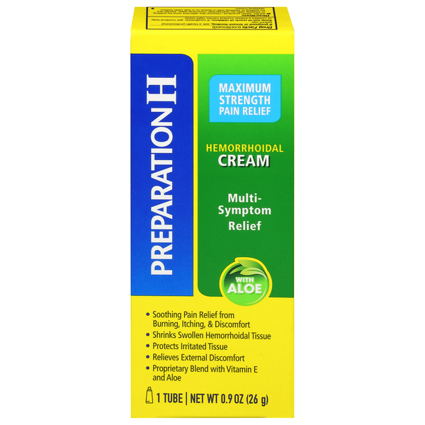 Preparation H Hemorrhoidal Cream Pain Relief Maximum Strength with Aloe