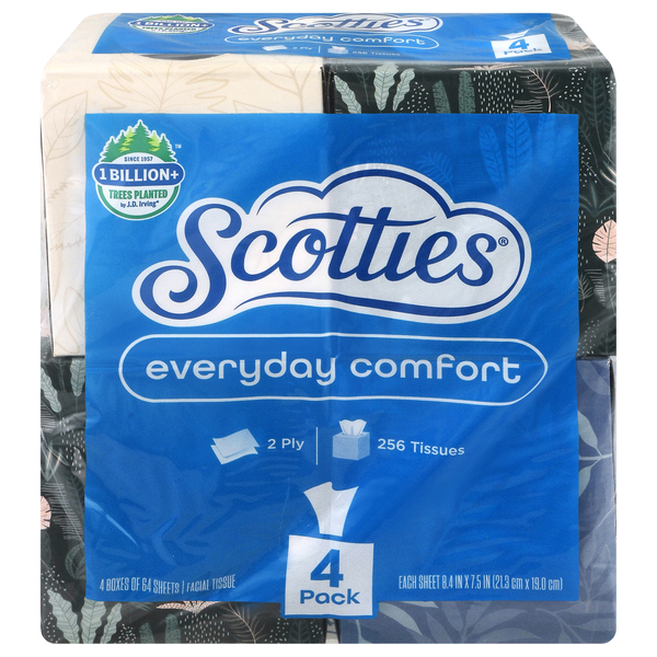 Scotties Everyday Comfort Facial Tissue 2-Ply 64 ct ea - 4 pk