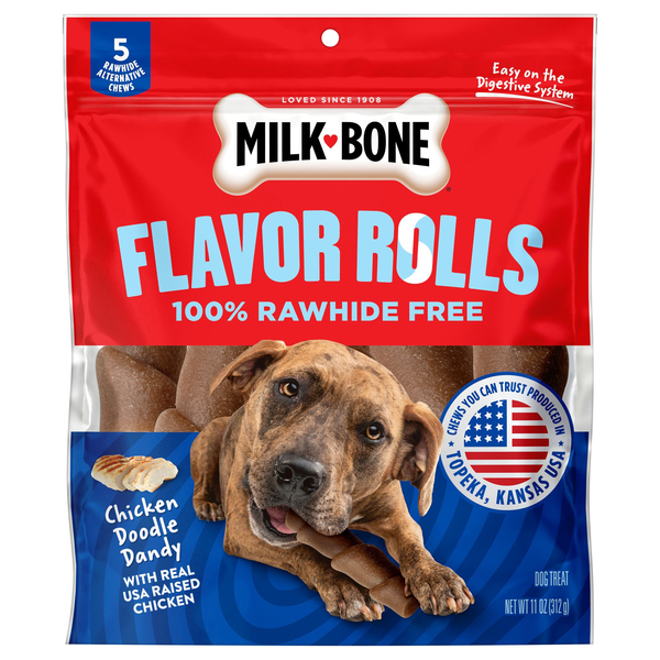 Milk-Bone Flavor Rolls Chicken Doodle Rawhide Free Dog Treats - 5 ct
