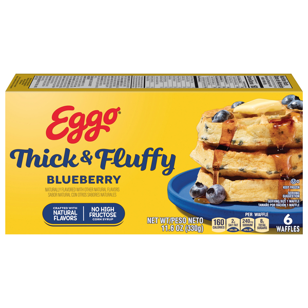 Eggo Thick & Fluffy Blueberry Belgian Style Waffles - 6 ct