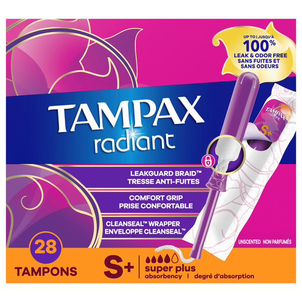 Tampax Radiant Unscented Super Plus Tampons