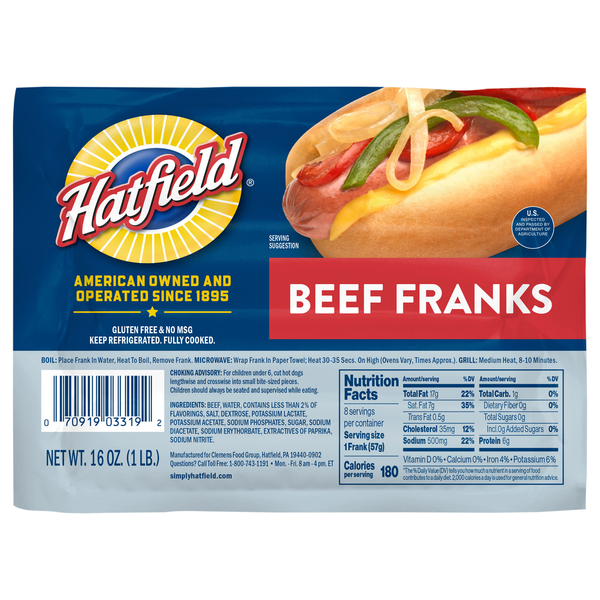 Hatfield Beef Franks - 8 ct