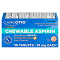 CareOne Low Dose Chewable Aspirin Pain Relief 81 mg Orange Tablets