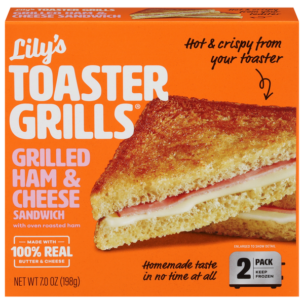 Lily's Toaster Grills Grilled Ham & Cheese Sandwich - 2 ct Frozen