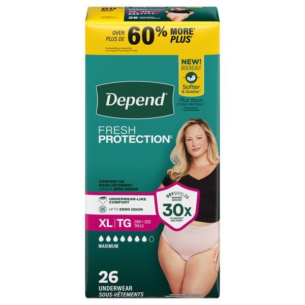 Depend Women's Fresh Protection Incontinence Underwear Maximum Blush XL