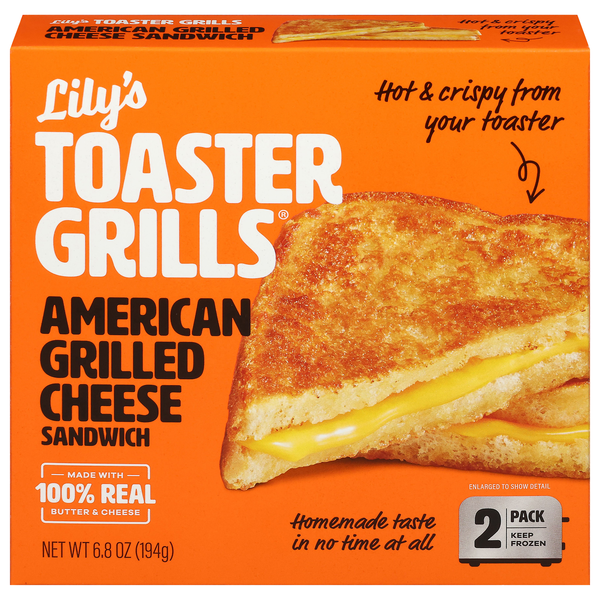 Lily's Toaster Grills Grilled American Cheese Sandwich - 2 ct Frozen