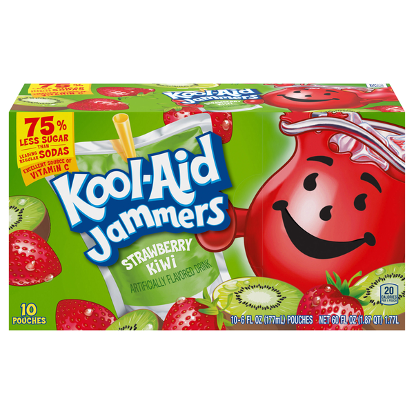 Kool-Aid Jammers Strawberry Kiwi Juice Drink Pouches - 10 pk