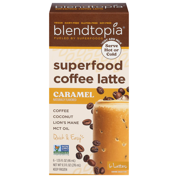 Blendtopia Caramel Superfood Coffee Latte - 6 ct Frozen