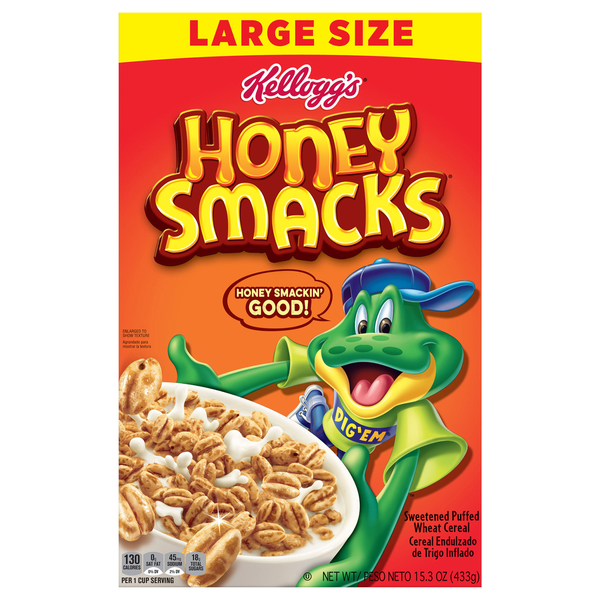 Kellogg's Honey Smacks Puffed Wheat Cereal Large Size