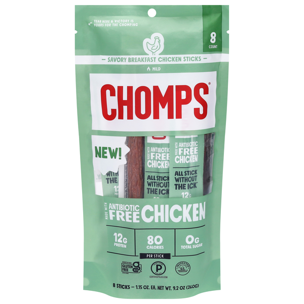 Chomps Mild Savory Breakfast Chicken Sticks - 8 ct