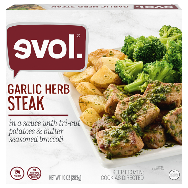 Evol Garlic Herb Steak Frozen Meal