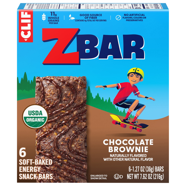 CLIF Zbar Organic Chocolate Brownie Soft Baked Energy Snack Bars - 6 ct