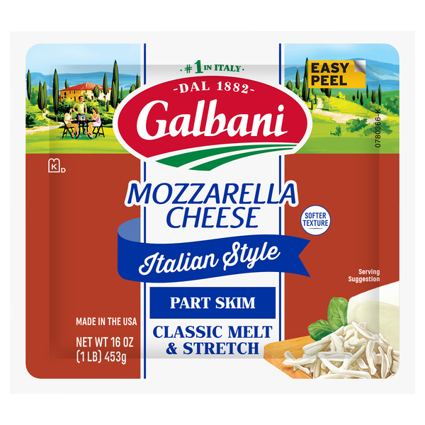 Galbani Italian Style Part Skim Softer Texture Mozzarella Cheese Block