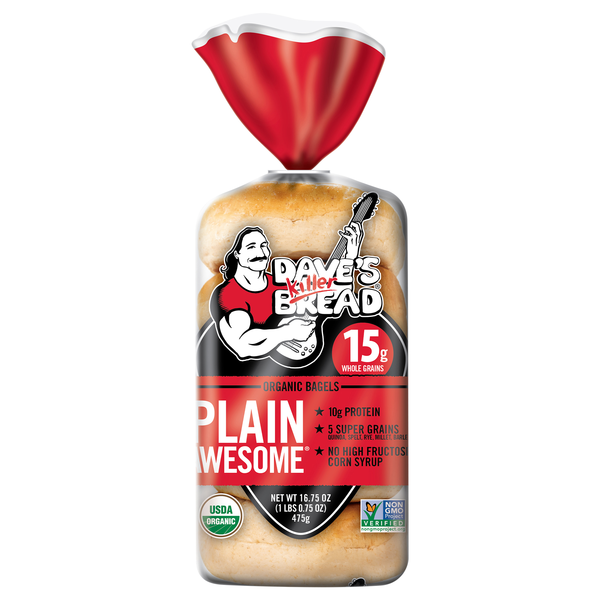 Dave's Killer Bread Organic Plain Awesome Whole Grain Bagels - 5 ct