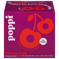Poppi Cherry Cola Prebiotic Soda - 4 pk
