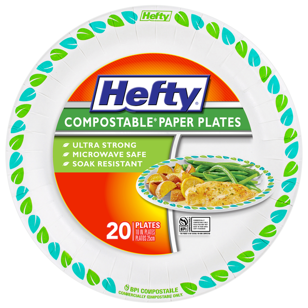 Hefty Compostable Printed Paper Plates