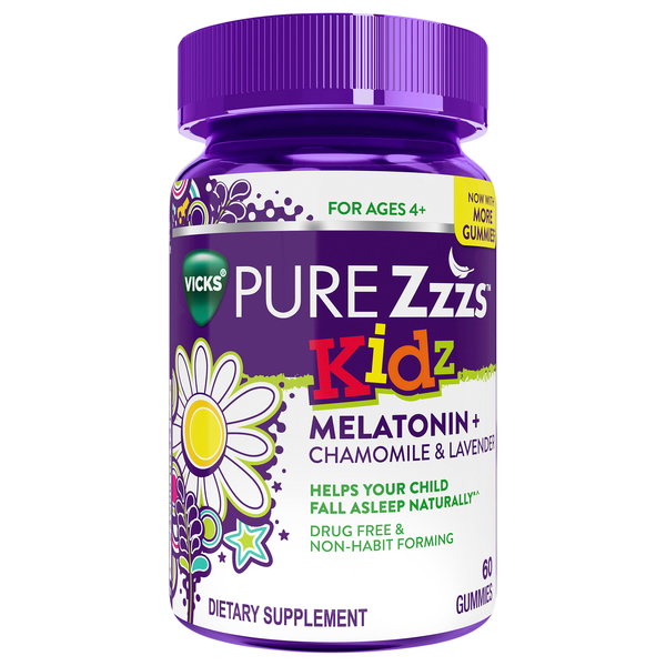 Vicks Pure Zzzs Kidz Melatonin + Chamomile & Lavender Gummies
