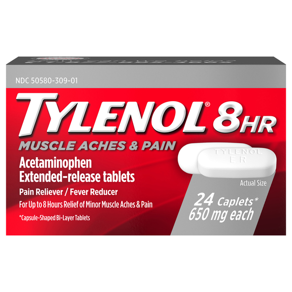 Tylenol 8 HR Muscle Aches & Pain Relief Acetaminophen 650 mg Caplets