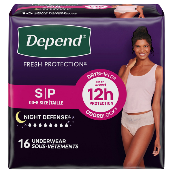 Depend Women's Night Defense Incontinence Underwear Blush Small