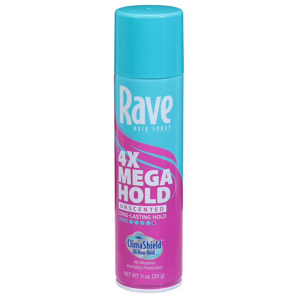 Rave 4X Mega Hold Hair Spray Unscented