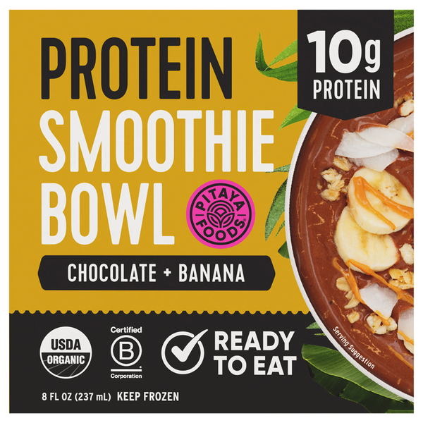 Pitaya Foods Organic Chocolate Banana Protein Smoothie Bowl Frozen