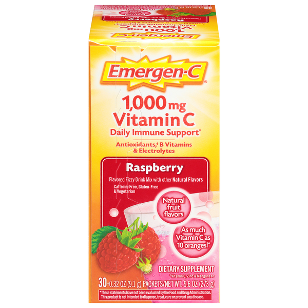 Emergen-C Vitamin C Fizzy Drink Mix Raspberry 1000 mg