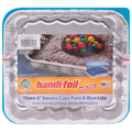 Handi-Foil FunColors Square Cake Pans & Blue Lids 8 Inch
