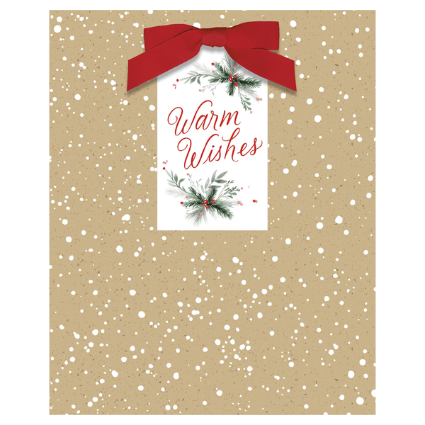 Hallmark 9.6 Inch Medium Holiday Gift Bag Snow-Speckled Kraft Paper