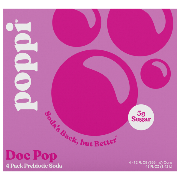 Poppi Doc Pop Prebiotic Soda - 4 pk