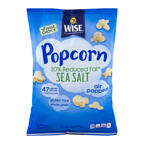 Wise Popcorn Air Popped 30% Reduced Fat Sea Salt Gluten Free