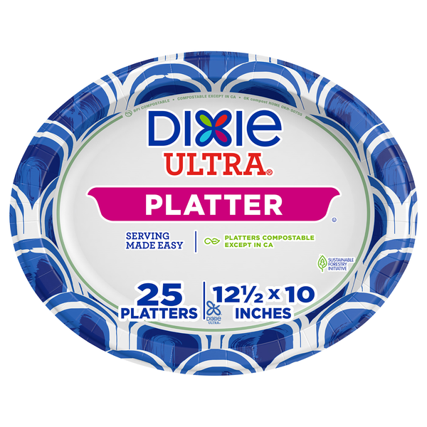 Dixie Ultra Compostable Paper Platters 12 1/2 x 10 Inch