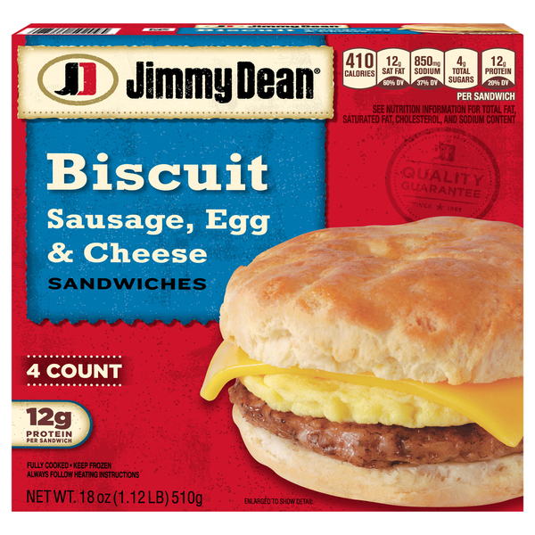 Jimmy Dean Sausage Egg & Cheese Biscuit Sandwiches - 4 ct