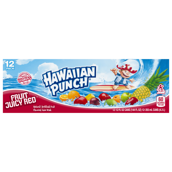 Hawaiian Punch Juice Drink Fruit Juicy Red - 12 pk