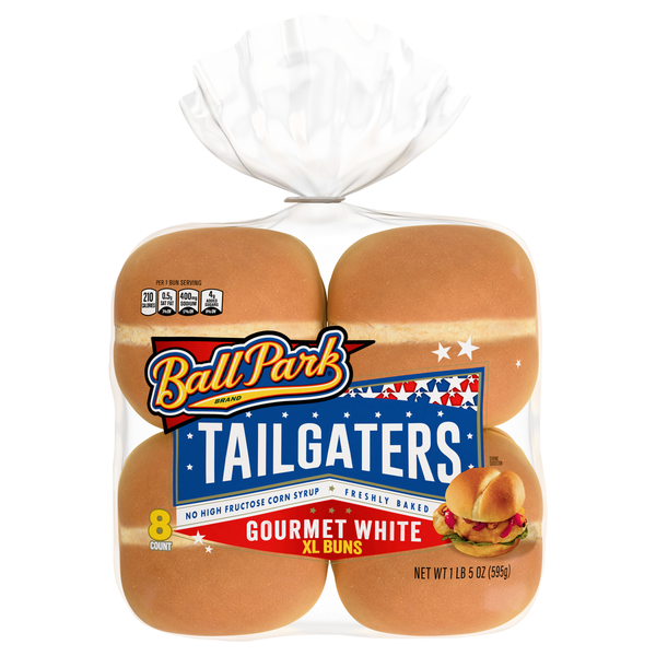 Ball Park Tailgaters Gourmet White XL Hamburger Buns - 8 ct