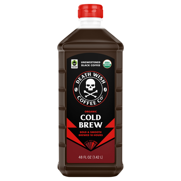 Death Wish Organic Cold Brew Unsweetened Black Coffee Refrigerated