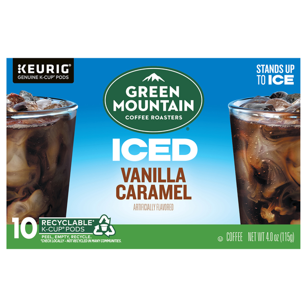 Green Mountain Iced Vanilla Caramel Flavored Light Roast Coffee K-Cup Pods