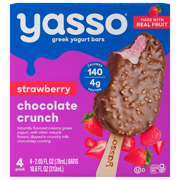 Yasso Strawberry Chocolate Crunch Greek Yogurt Bars - 4 ct
