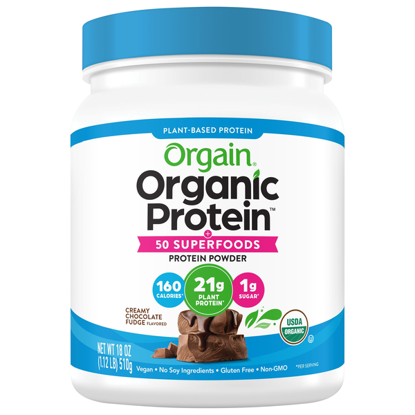 Orgain Organic Chocolate Fudge 21g Plant-Based Protein Powder