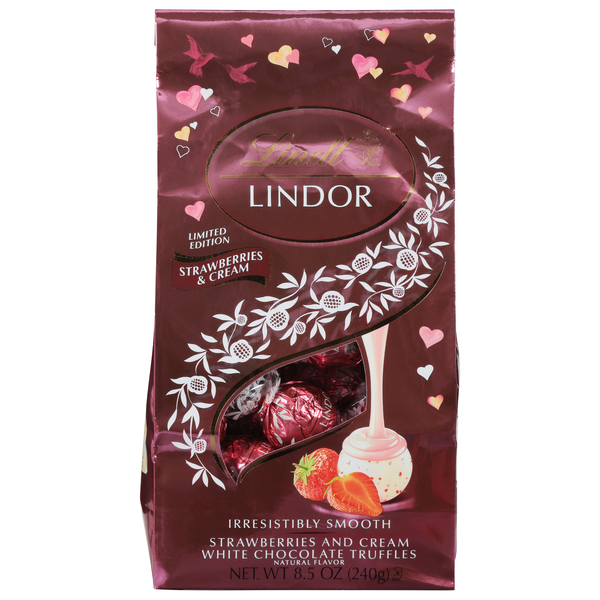 Lindt Lindor Strawberry & Cream White Choc Truffles Valentine's Day Candy