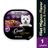 CESAR Loaf & Topper in Sauce Filet Mignon Bacon Potato Adult Wet Dog Food