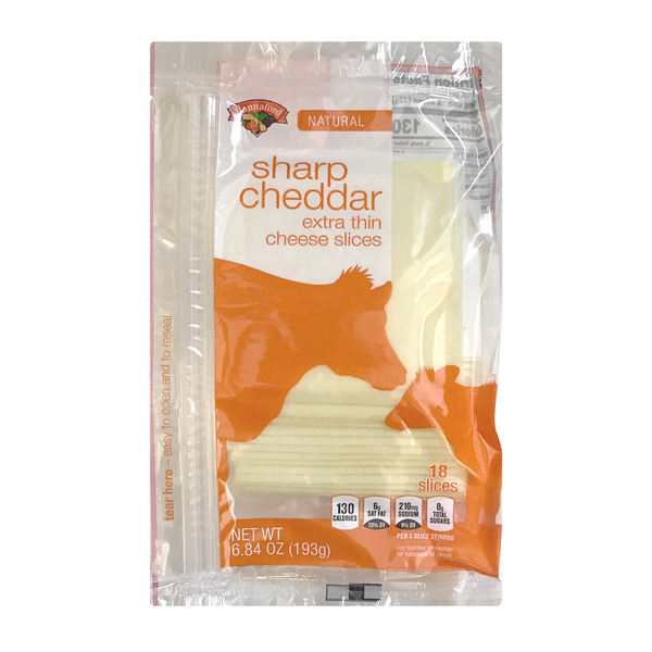Hannaford Natural Sharp White Cheddar Cheese Ultra Thin Slices - 18 ct