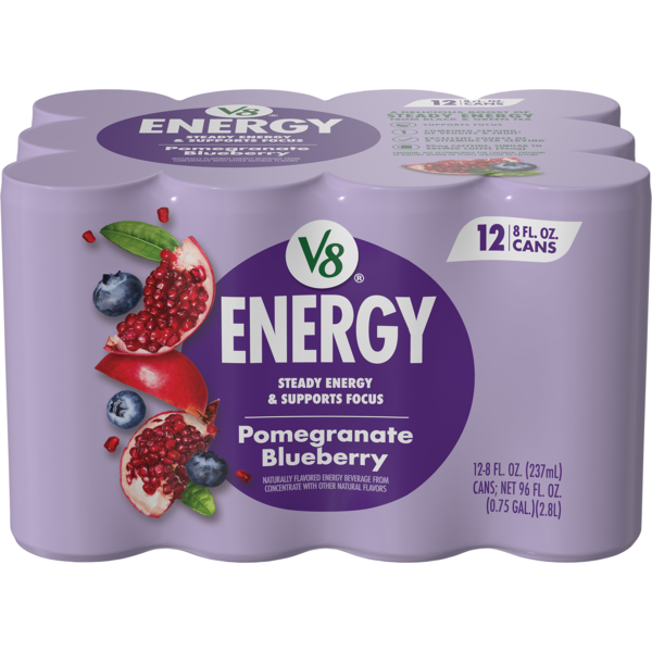 V8 Plus Pomegranate Blueberry Flavored Sparkling Energy Drink - 12 pk
