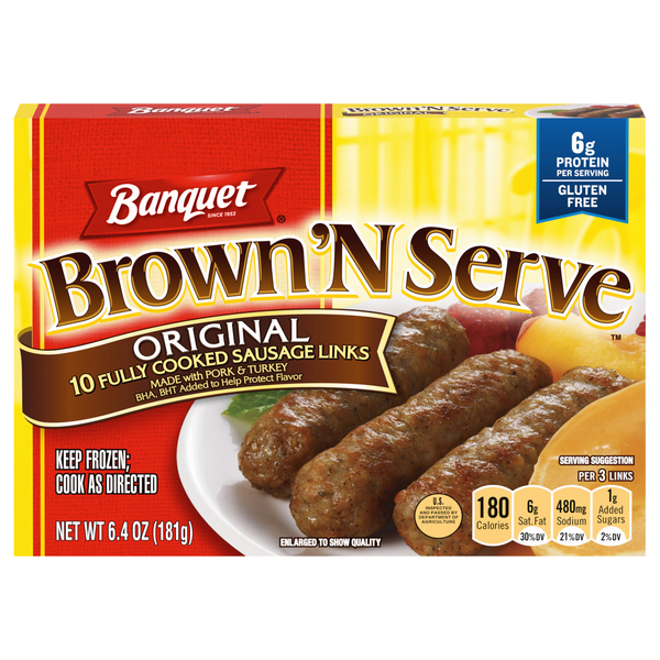 Banquet Brown 'N Serve Original Breakfast Sausage Links - 10 ct Frozen