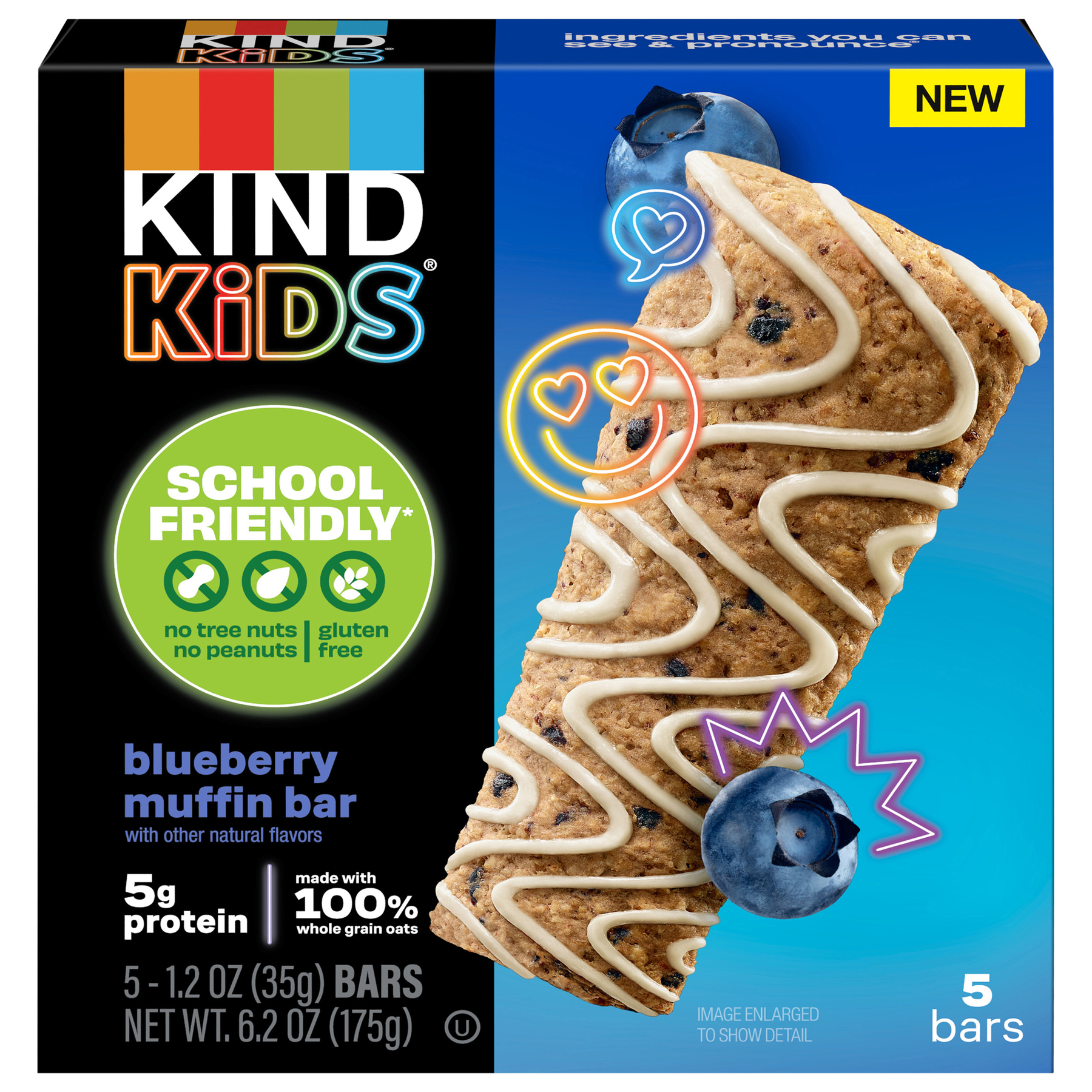 KIND KIND Kids School Friendly Blueberry Muffin Bar - 5 ct