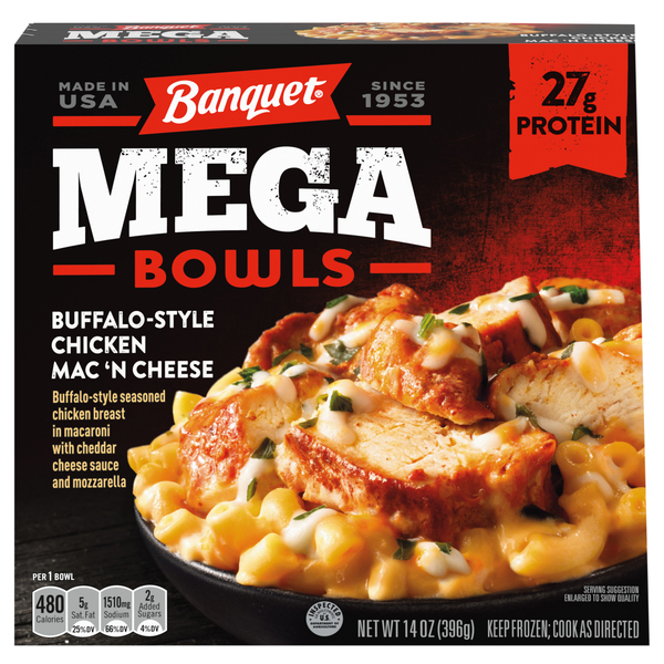 Save on Banquet MEGA Bowls Buffalo-Style Chicken Mac 'N
