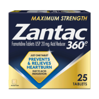 Zantac 360 Acid Reducer Famotidine Tablets 20 mg Maximum Strength
