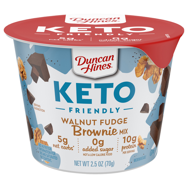Save on Duncan Hines Keto Friendly Brownie Mix Cup Walnut Fudge