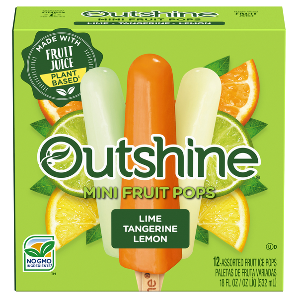 Outshine Lime Tangerine Lemon Assorted Mini Fruit Ice Bars - 12 ct
