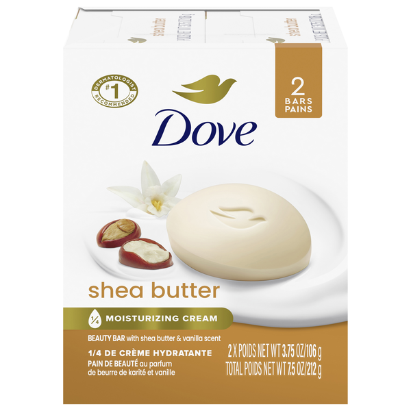 Dove Shea Butter with Vanilla Scent Beauty Soap Bars - 2 ct